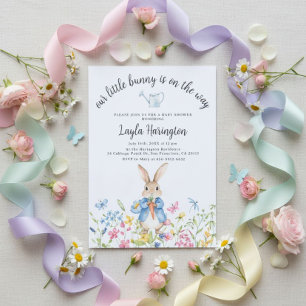 Peter Rabbit Boy Baby Shower Wildblume Einladung