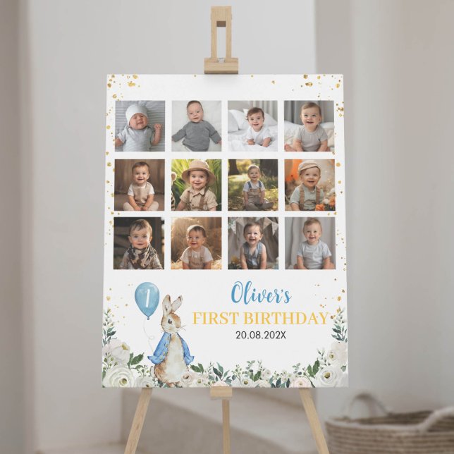 Peter Rabbit Boy Birthday Foto Milestone Zeichen Poster (Von Creator hochgeladen)