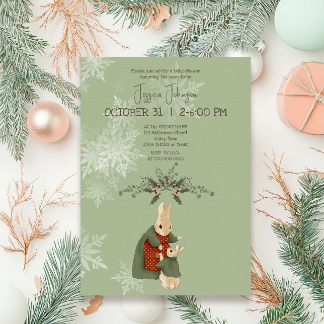Peter Rabbit Christmas Baby Shower Einladung (Von Creator hochgeladen)