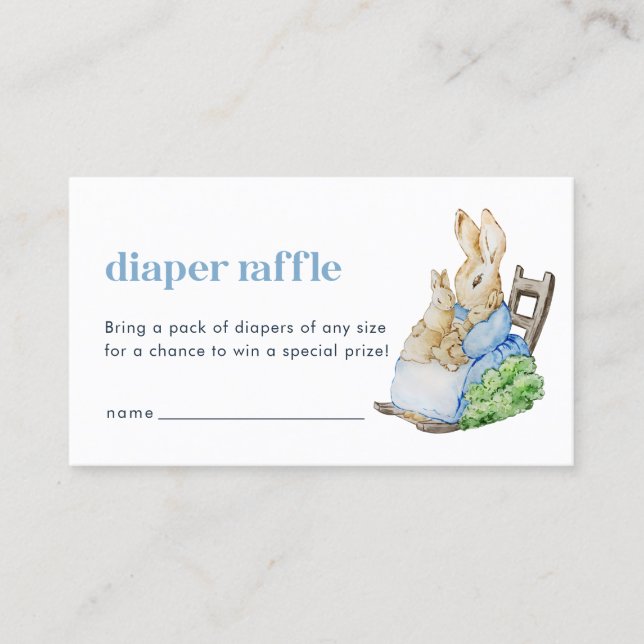 Peter Rabbit Diaper Raffle Baby Duschkarte Visitenkarte (Vorderseite)