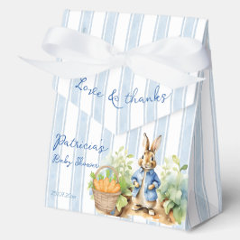 Peter rabbit dusty blue baby shower monogrammed geschenkschachtel