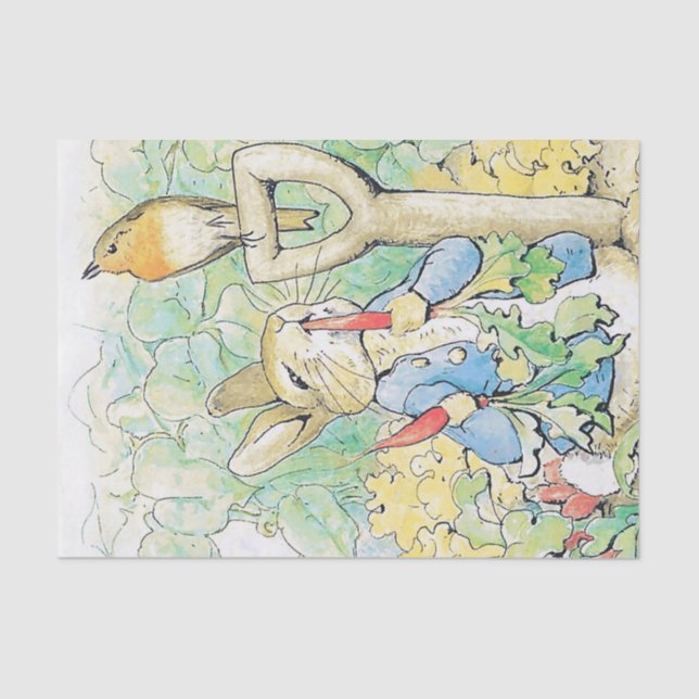 "Peter Rabbit Eats a Carrot" von Beatrix Potter Seidenpapier (Vorderseite)
