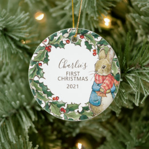 Peter Rabbit   Erste Weihnachten des Kindes mit Keramik Ornament