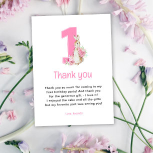 Peter Rabbit   Erster Geburtstag Dankeskarte