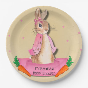 Peter Rabbit Flopsy Pink Girl Baby Dusche Pappteller