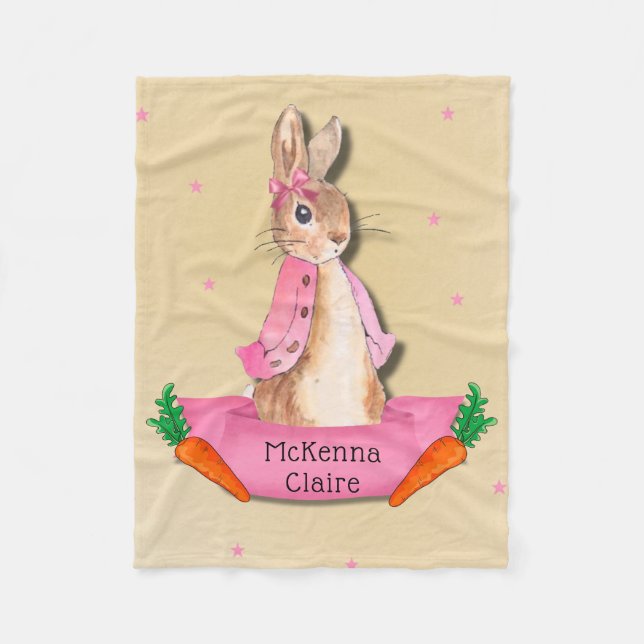 Peter Rabbit Flopsy Pink Girl Custom Fleecedecke (Vorderseite)