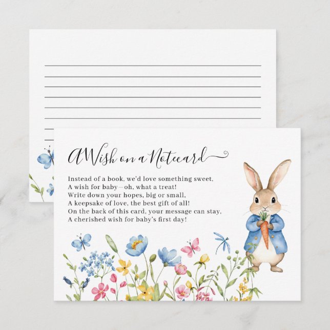 Peter Rabbit Floral will auf einer Notecard Baby D Begleitkarte (Vorne/Hinten)