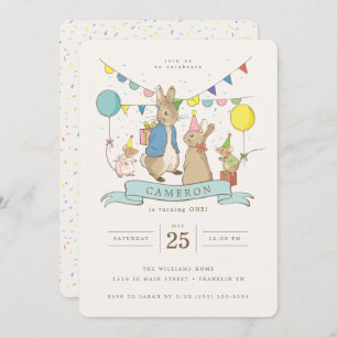 Peter Rabbit & Friends Balloons & Confetti Geburts Einladung