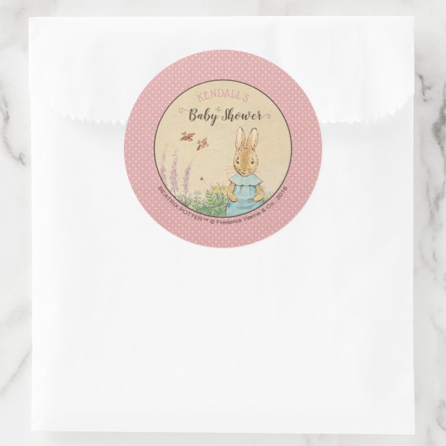 Peter Rabbit Girl Babyshower Runder Aufkleber (Tasche)