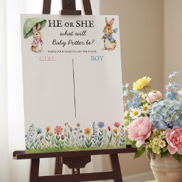 Peter Rabbit He or She Gender Reveal Voting Game Poster