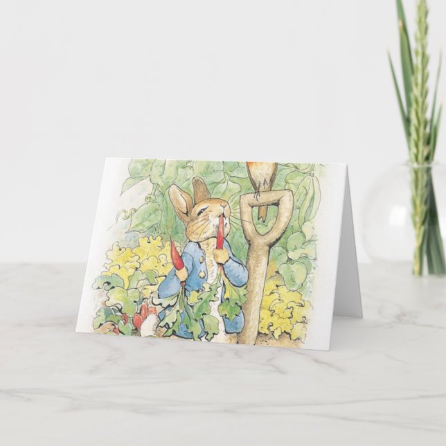 Peter Rabbit im Garten - Beatrix Potter Karte (Vorderseite)