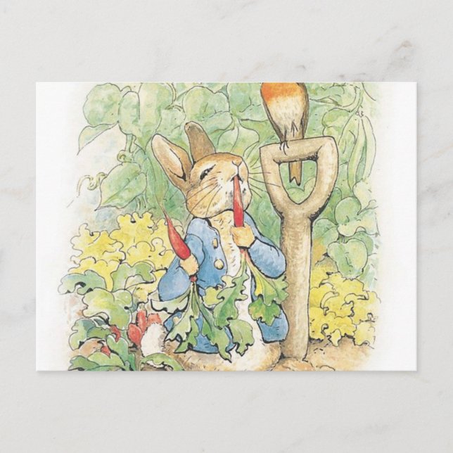 Peter Rabbit im Garten - Beatrix Potter Postkarte (Vorderseite)