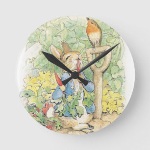 Peter Rabbit im Garten - Beatrix Potter Runde Wanduhr