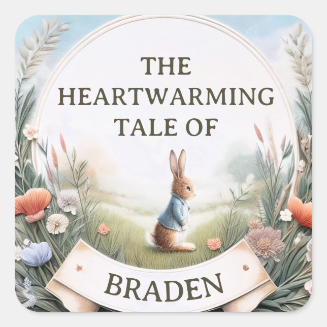 Peter Rabbit im Garten Quadratischer Aufkleber (Vorderseite)