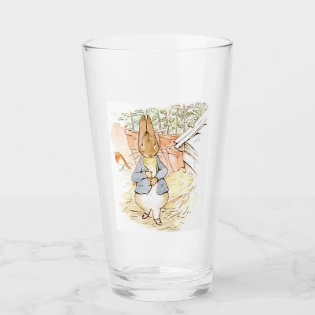 Peter Rabbit im Garten (von Beatrix Potter) Glas (Vorderseite)