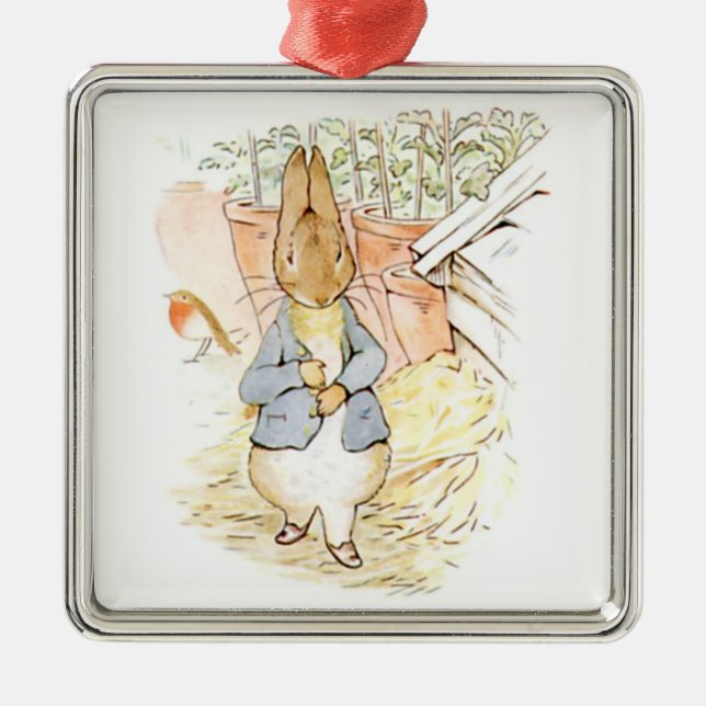 Peter Rabbit im Garten (von Beatrix Potter) Ornament Aus Metall (Vorne)