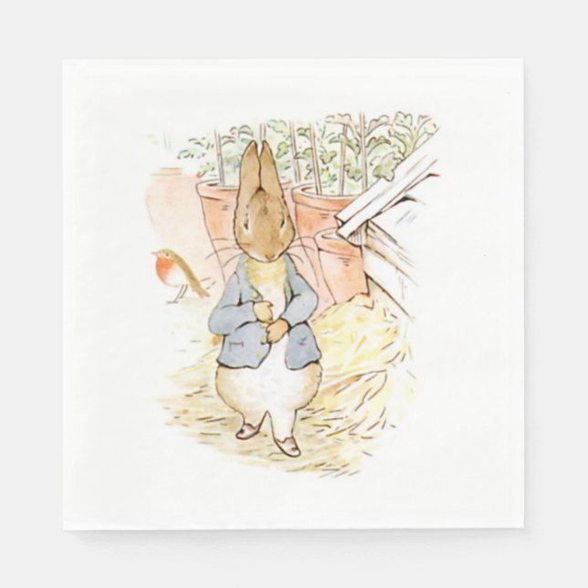 Peter Rabbit im Garten (von Beatrix Potter) Serviette (Vorderseite)