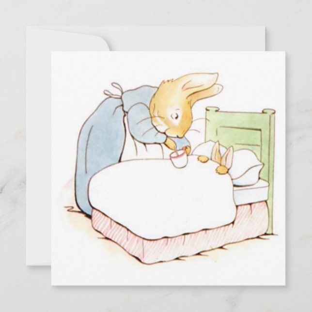 Peter Rabbit in Bed (wird von seiner Mutter Gefütt Karte (Vorderseite)