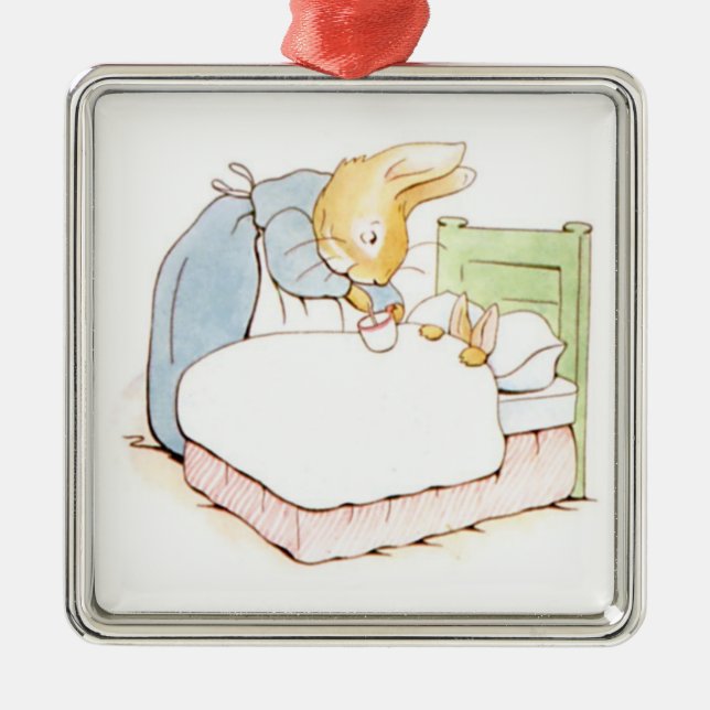 Peter Rabbit in Bed (wird von seiner Mutter Gefütt Ornament Aus Metall (Vorne)
