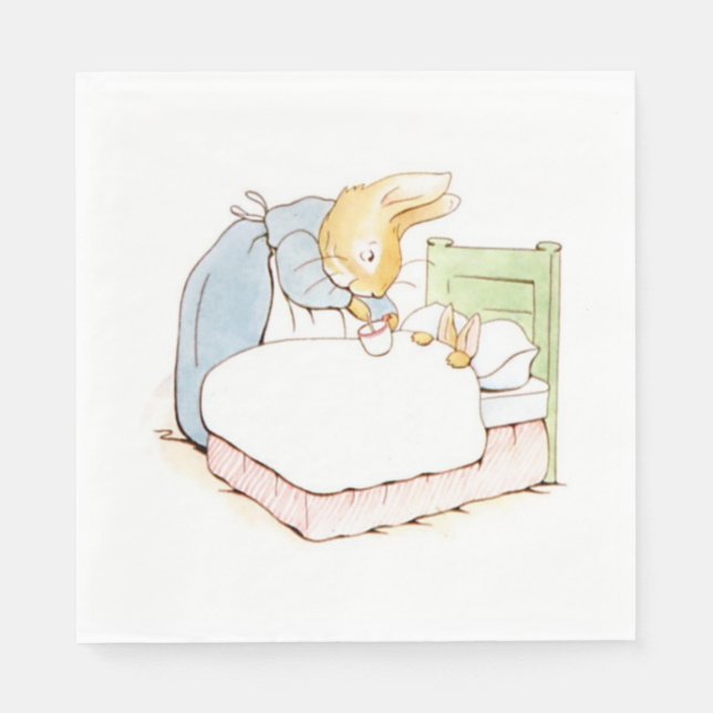 Peter Rabbit in Bed (wird von seiner Mutter Gefütt Serviette (Vorderseite)