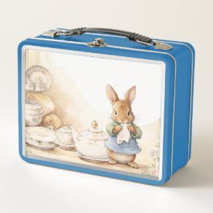 Peter Rabbit in der Küche mit Geschirr Metall Brotdose
