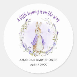 Peter Rabbit Lila Baby Shower Runder Aufkleber