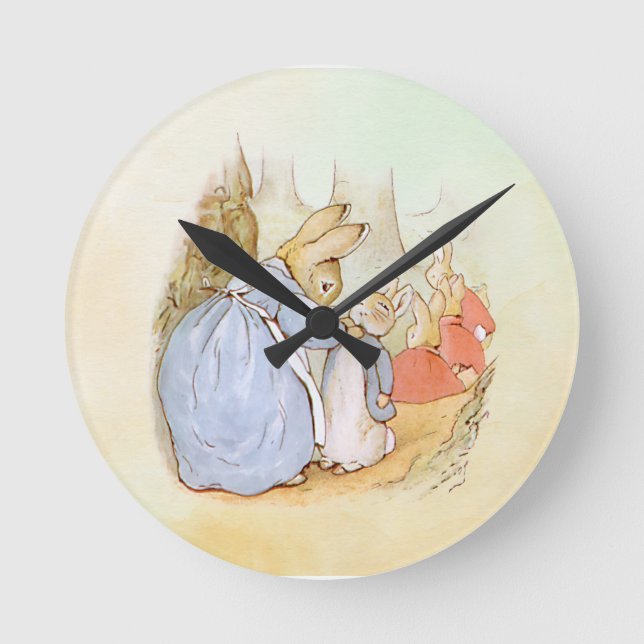 Peter Rabbit (Mama) Runde Wanduhr (Vorderseite)