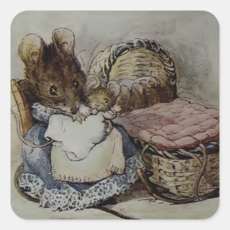 Peter Rabbit (Mäuse) Quadratischer Aufkleber