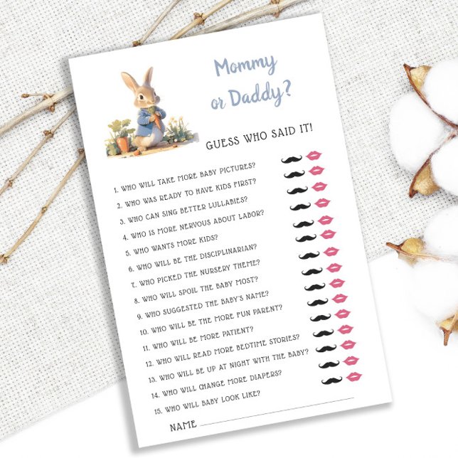 Peter Rabbit Mommy oder Daddy Baby Shower Game (Von Creator hochgeladen)