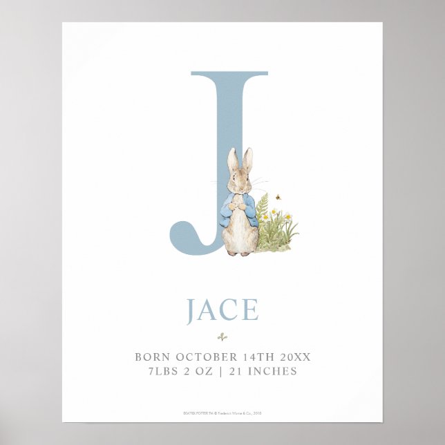 Peter Rabbit | Personalisierter Buchstabe J Poster (Vorne)