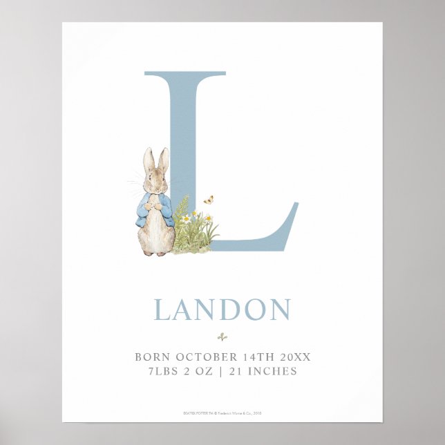 Peter Rabbit | Personalisierter Buchstabe L Poster (Vorne)