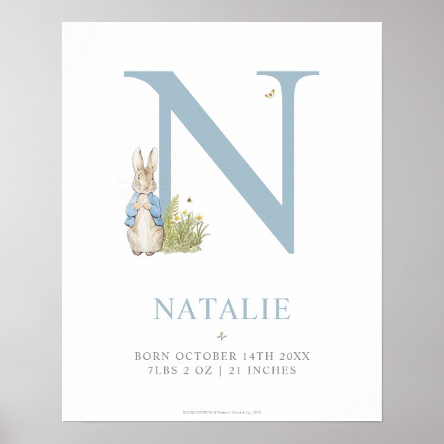 Peter Rabbit | Personalisierter Buchstabe N Poster (Vorne)