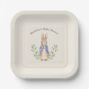 Peter Rabbit Pink Ivory Vintag Baby Dusche Pappteller