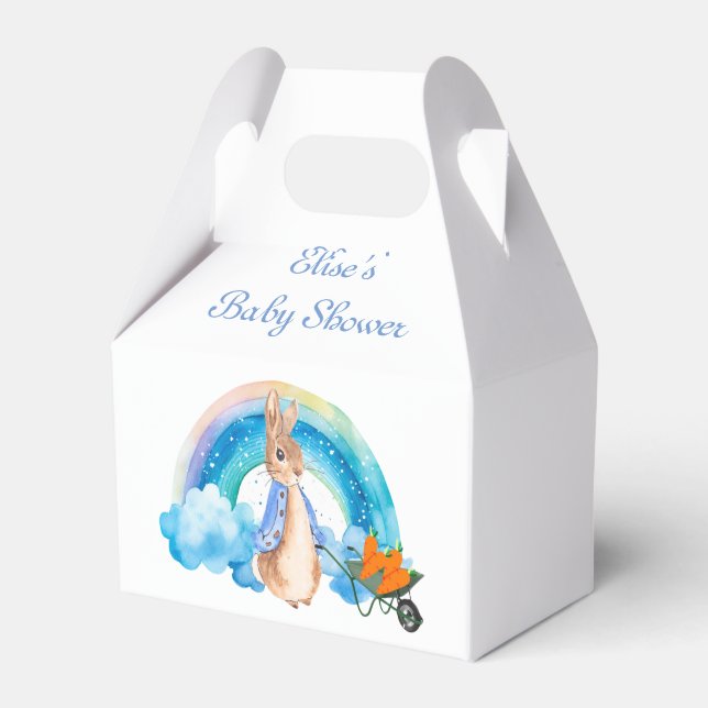 Peter Rabbit Rainbow Carrots Boy Baby Shower Geschenkschachtel (Vorderseite)