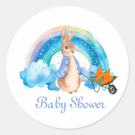 Peter Rabbit Rainbow Carrots Boy Baby Shower Runder Aufkleber