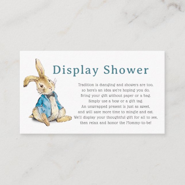 Peter Rabbit Shower Boy Baby Dusche Begleitkarte (Vorderseite)
