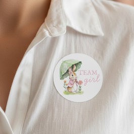 Peter Rabbit Team Girl Gender Reveal Runder Aufkleber