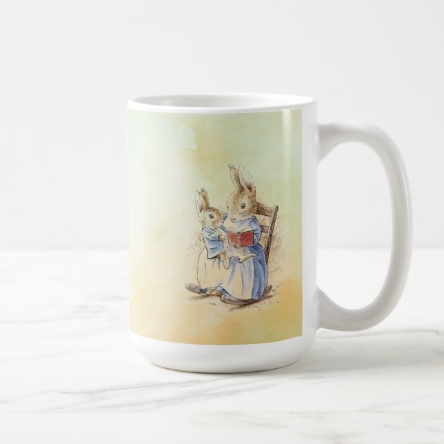 Peter Rabbit und Beniamin Bunny Square Sticker Kaffeetasse (Rechts)