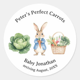 Peter Rabbit Veggie Basket Baby Shower Gefallen Runder Aufkleber