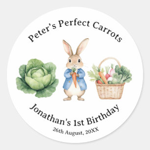 Peter Rabbit Veggie Basket Baby Shower Gefallen Runder Aufkleber