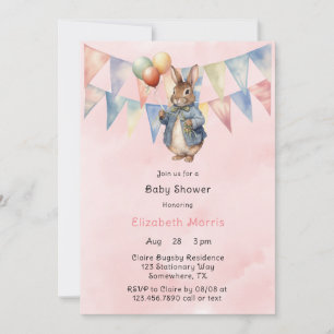 Peter Rabbit Watercolor Kindermädchen-Dusche Einladung