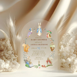 Peter Rabbit Watercolor woodland Baby Shower Acryleinladungen