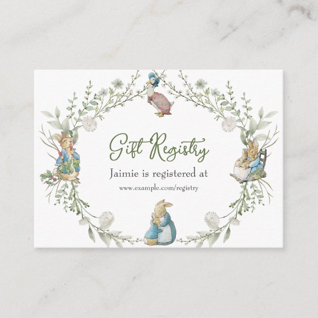 Peter Rabbit Wildflower Gift Registry Begleitkarte (Vorderseite)