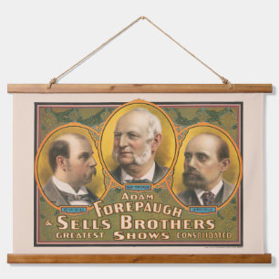 Peter Sells, Adam Forepaugh und Lewis Sells Wandteppich Mit Holzrahmen