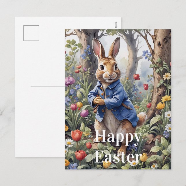 Peter the Oaster Rabbit Happy Oaster Feiertagspostkarte (Vorne/Hinten)
