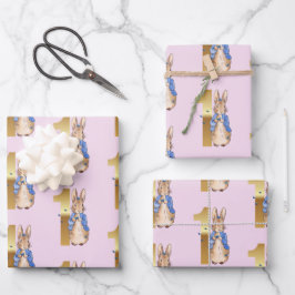 Peter the Rabbit 1. Geburtstag mit Schmetterlingen Geschenkpapier Set