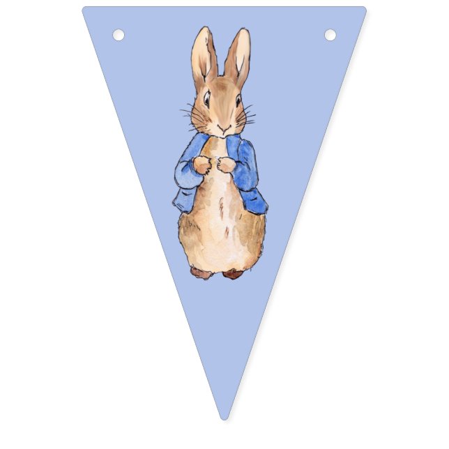 Peter the Rabbit auf blauem Hintergrund Wimpelkette (Erste Fahne)