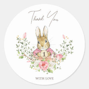 Peter the Rabbit Baby Girl Birthday Runder Aufkleber