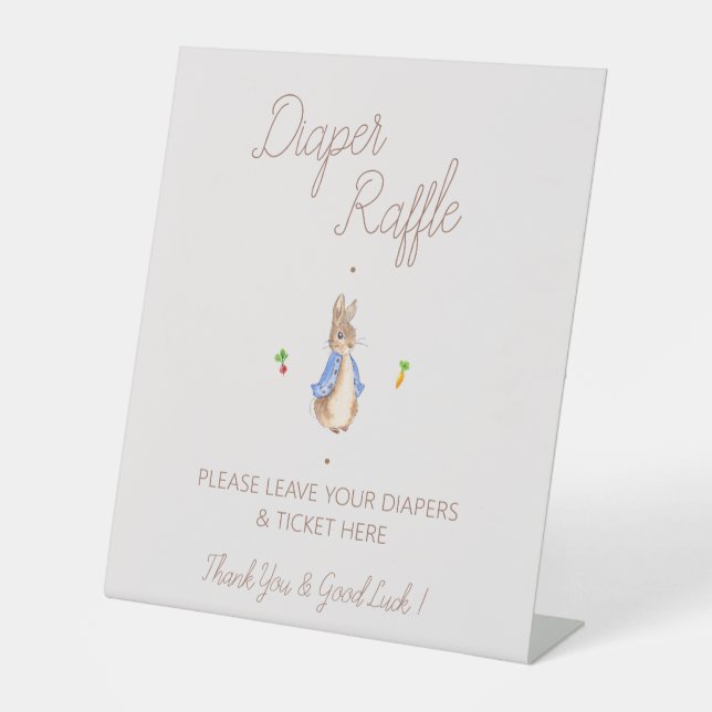Peter the Rabbit Baby Showdiaper Raffle-Zeichen Sockelschild (Vorderseite)