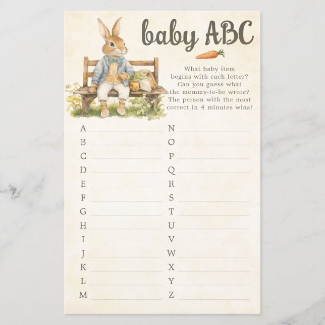 Peter The Rabbit Baby Showkarte (Vorderseite)